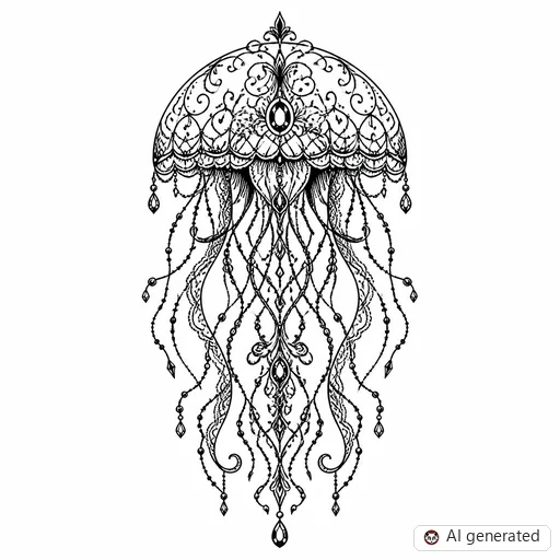 Jellyfish tattoo design in Ornamental style