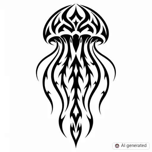 Jellyfish tattoo design in Tribal style
