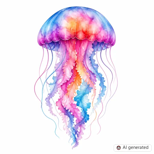 Jellyfish tattoo design in Watercolor style