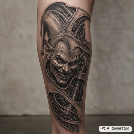 Joker tattoo design in Biomechanical style