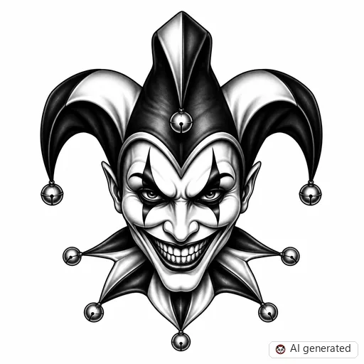Joker tattoo design in Black & Grey style