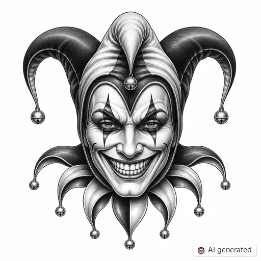 Joker-Tattoo-Entwurf im Stil Chicano