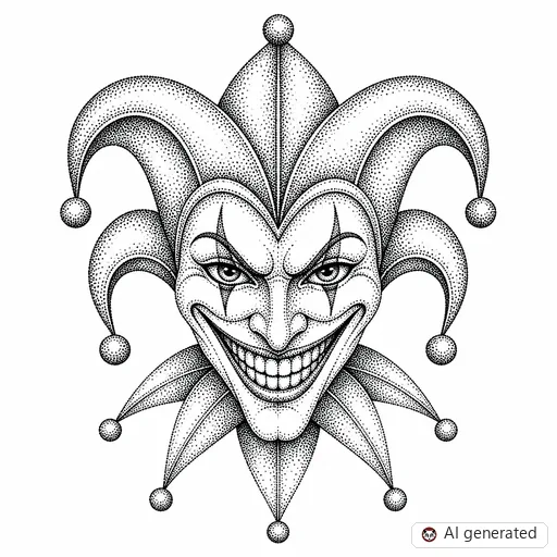 Joker tattoo design in Dotwork style