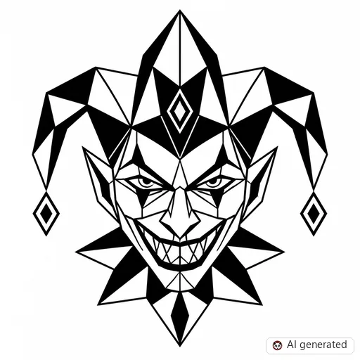 Joker tattoo design in Geometric style