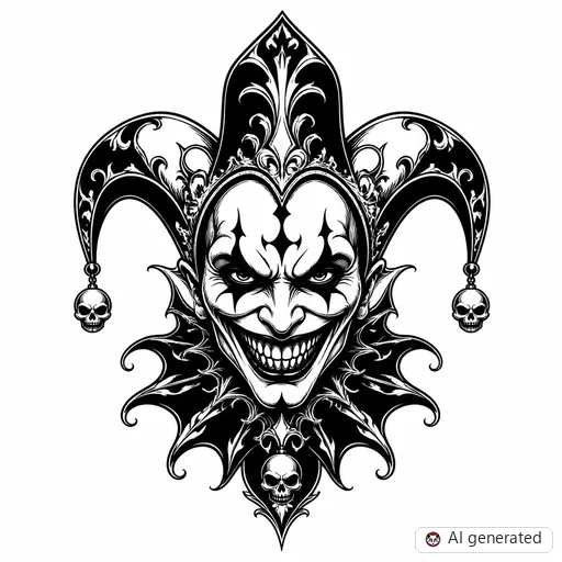 Disegno di tatuaggio Joker in stile Gothic