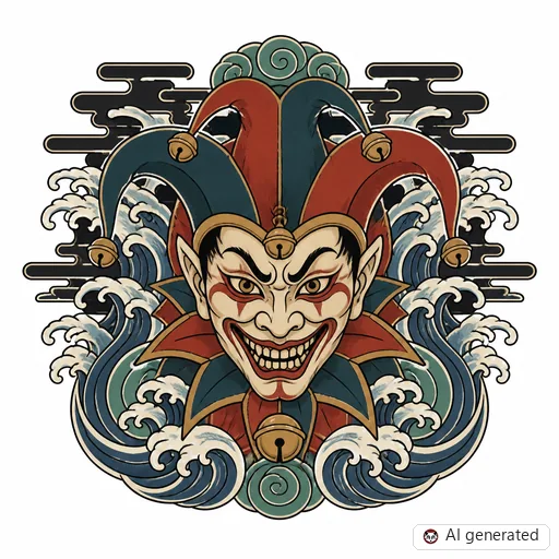 Joker-Tattoo-Entwurf im Stil Japanisch (Irezumi)