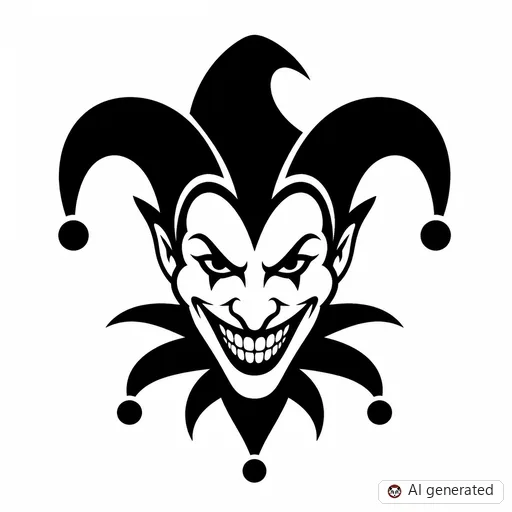Joker-Tattoo-Entwurf im Stil Negative Space