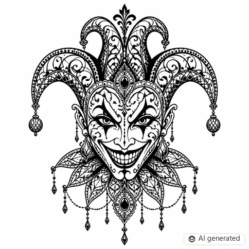 Joker tattoo design in Ornamental style