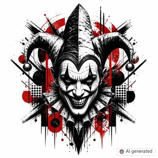 Joker tattoo design in Trash Polka style