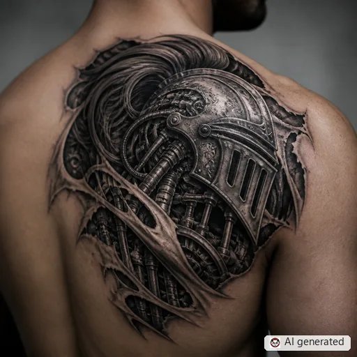 Knight tattoo design in Biomechanical style
