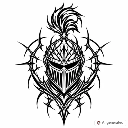 Knight tattoo design in Cybersigilism style