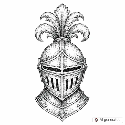 Knight tattoo design in Dotwork style