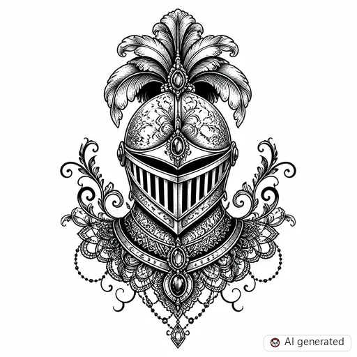 Knight tattoo design in Ornamental style