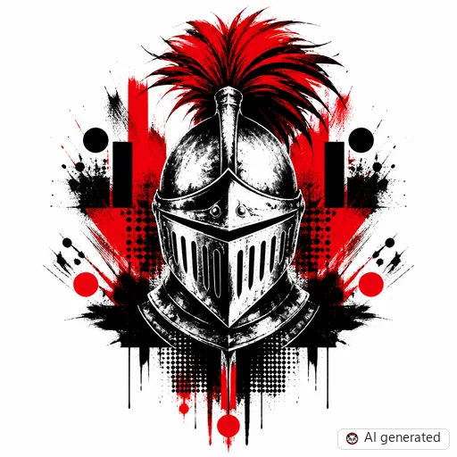Knight tattoo design in Trash Polka style