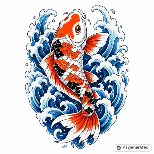 Koi-Tattoo-Entwurf im Stil Anime