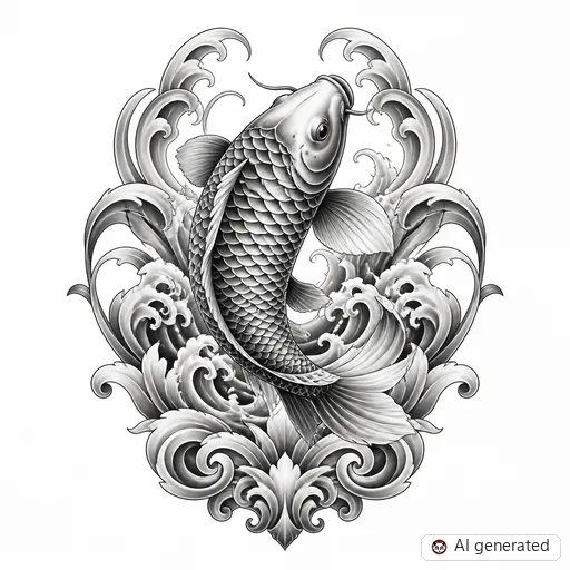 Koi-Tattoo-Entwurf im Stil Chicano