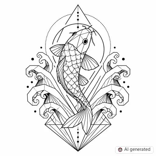 Koi fish tattoo design in Geometric style