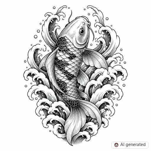 Koi fish tattoo design in Illustrative style