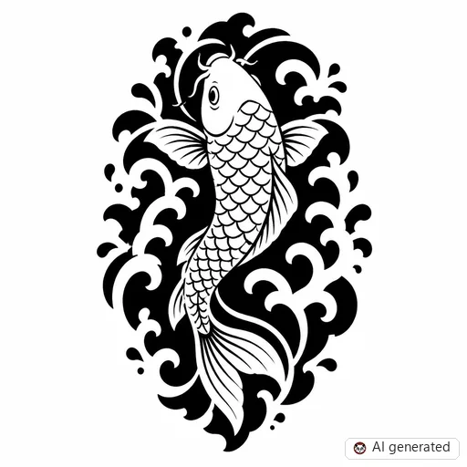 Koi-Tattoo-Entwurf im Stil Negative Space