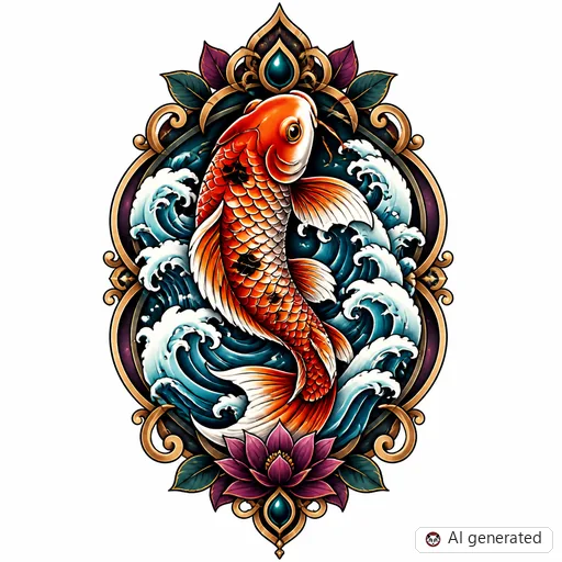 Koi-Tattoo-Entwurf im Stil Neo-Traditional