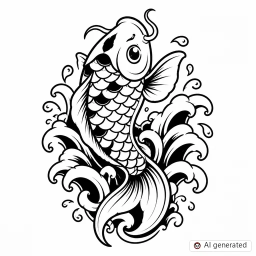 Koi fish tattoo design in New School style