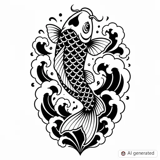 Koi fish tattoo design in Traditional style