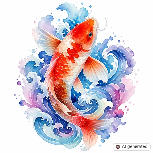 Koi fish tattoo design in Watercolor style