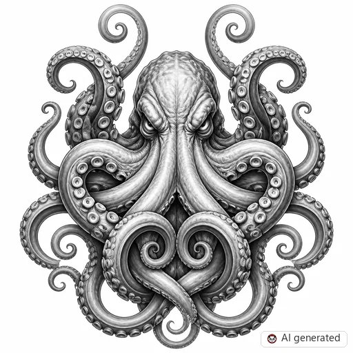 Kraken-Tattoo-Entwurf im Stil Chicano