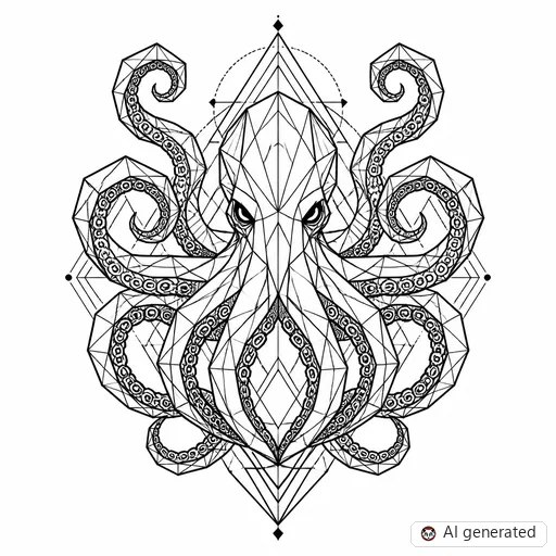 Kraken tattoo design in Geometric style