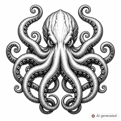 Kraken tattoo design in Illustrative style