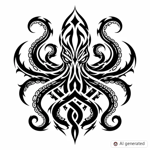 Kraken tattoo design in Tribal style