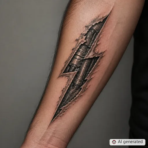 Lightning tattoo design in Biomechanical style