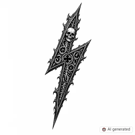 Disegno di tatuaggio Lightning in stile Gothic