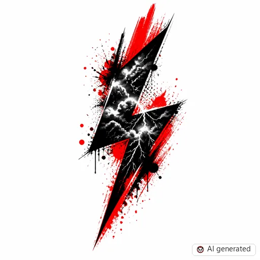 Lightning-Tattoo-Entwurf im Stil Trash Polka