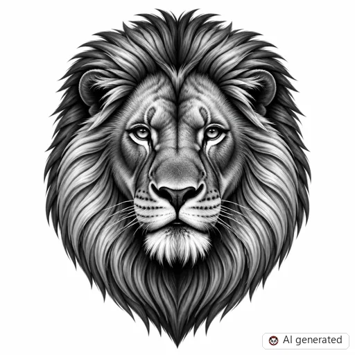 Lion tattoo design in Black & Grey style