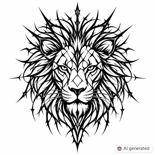 Lion tattoo design in Cybersigilism style