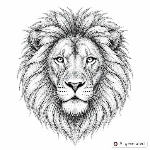 Lion tattoo design in Dotwork style