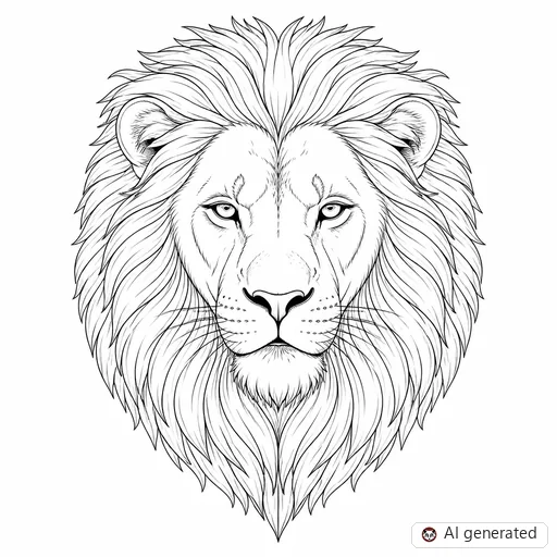Lion tattoo design in Fine-Line style