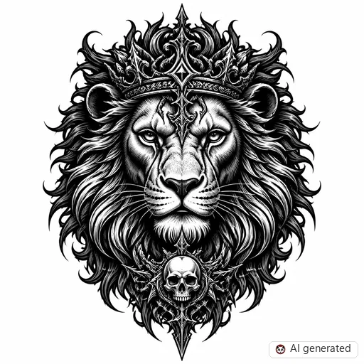Disegno di tatuaggio Leone in stile Gothic