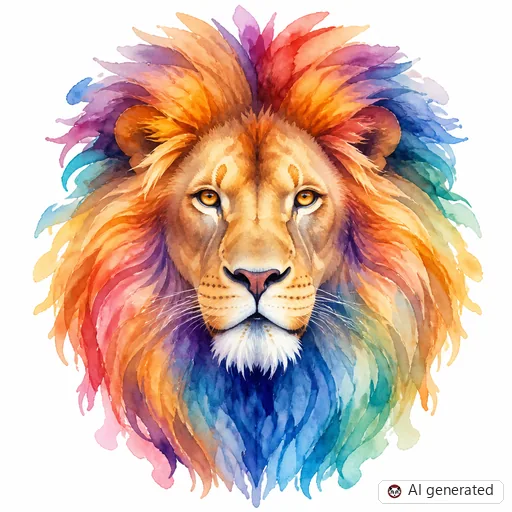 Lion tattoo design in Watercolor style