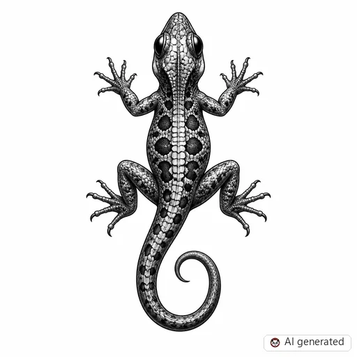 Lizard tattoo design in Black & Grey style