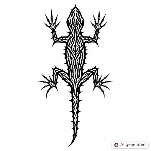 Lizard tattoo design in Cybersigilism style