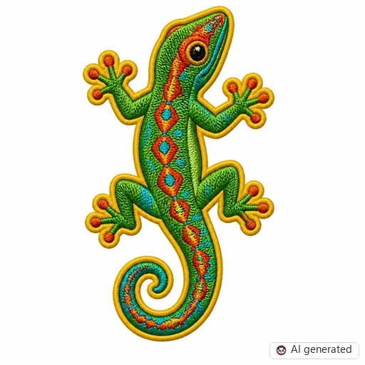 Diseño de tatuaje de Lagarto en estilo Bordado