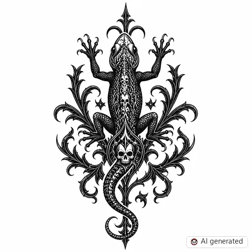 Disegno di tatuaggio Lucertola in stile Gothic