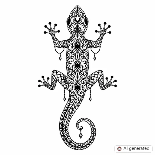Lizard tattoo design in Ornamental style