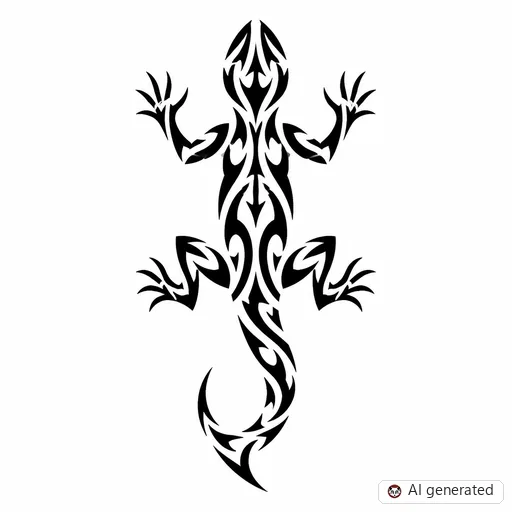 Lizard tattoo design in Tribal style
