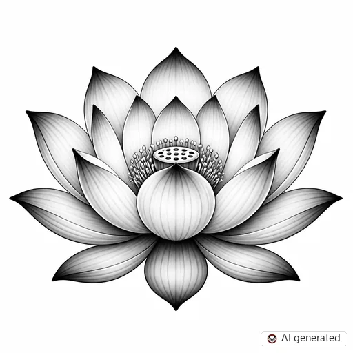 Lotus flower tattoo design in Black & Grey style
