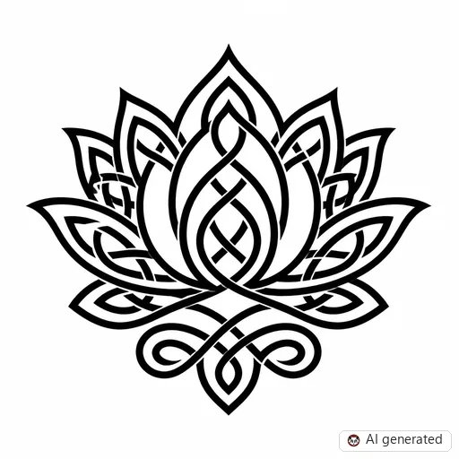 Disegno di tatuaggio Fiore di loto in stile Celtico