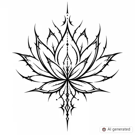 Lotus flower tattoo design in Cybersigilism style