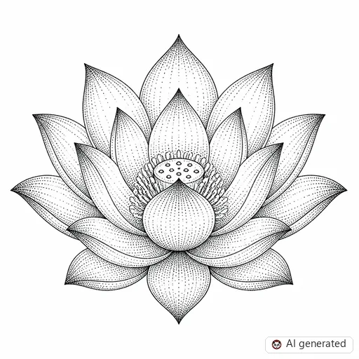 Lotus flower tattoo design in Dotwork style